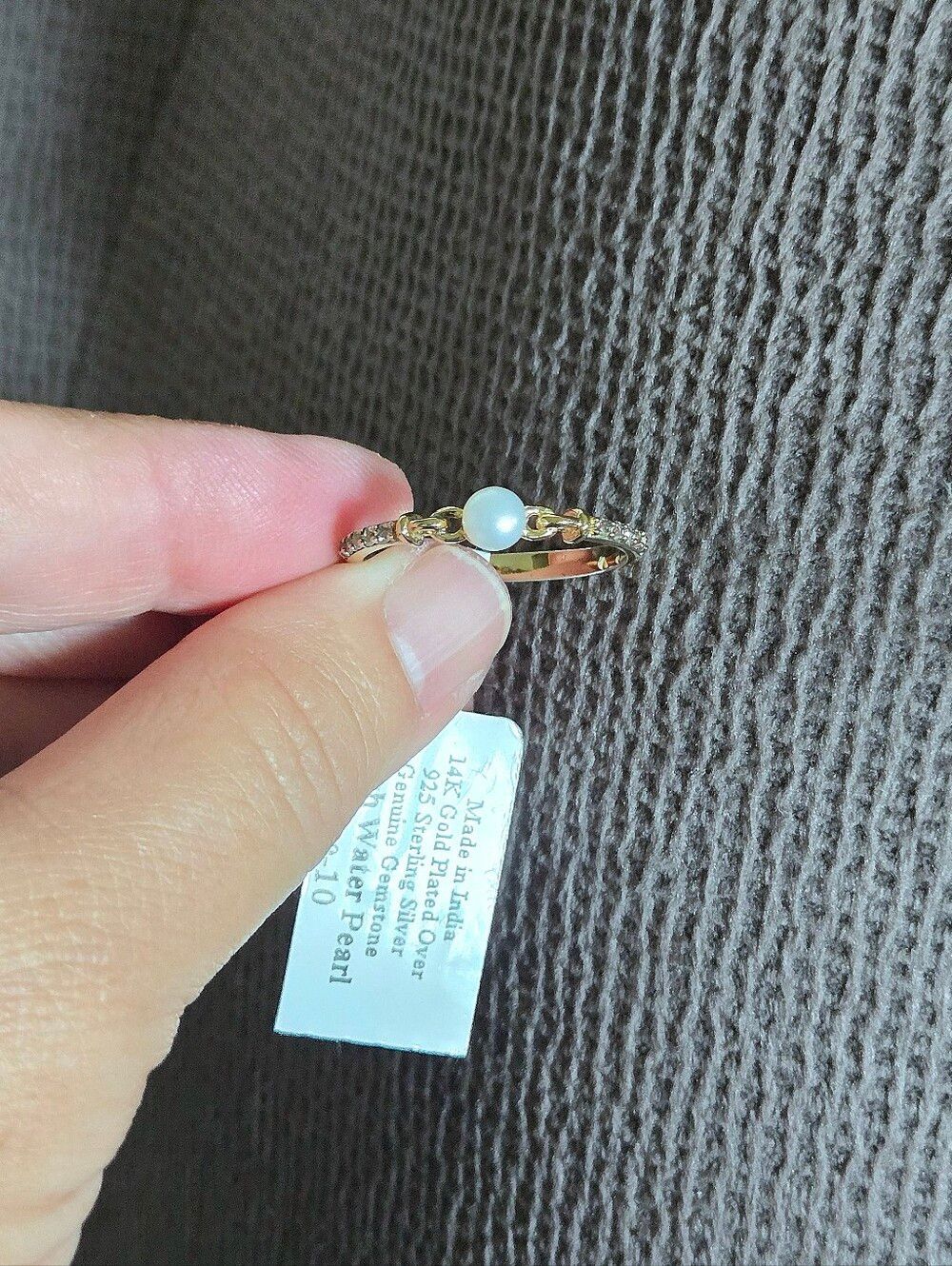Shivam Dainty Fresh Water Pearl and White Topaz Ring💍